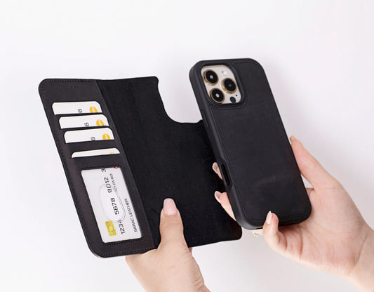 Liluri iPhone 16 Pro Max Detachable Leather Wallet Case