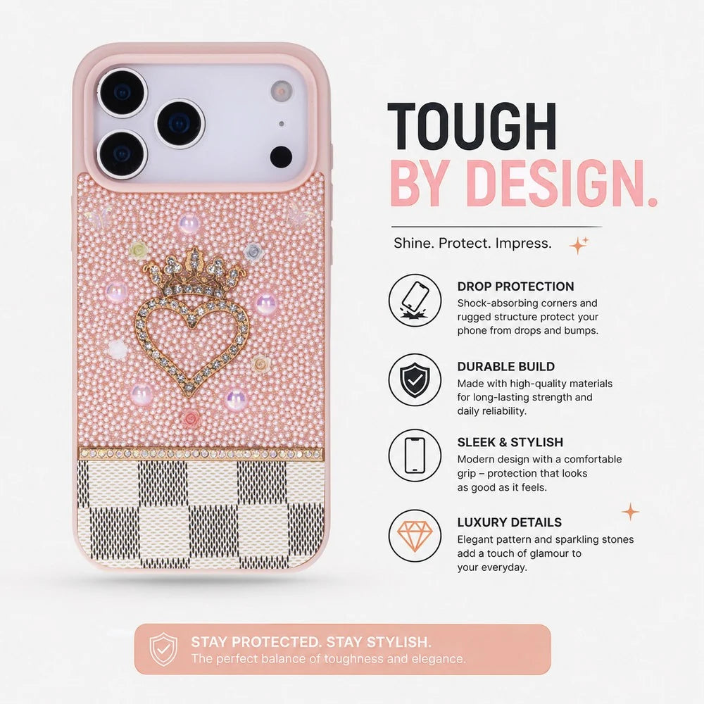 Vissel Heart Crystal Luxury Case for iPhone 18 Pro / 17 Pro