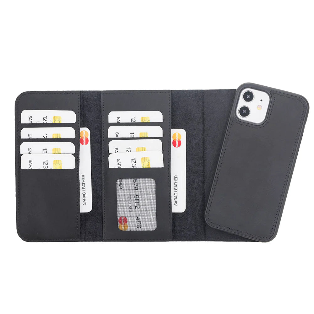 Santa I Phone 12 Mini Leather Detachable Wallet Case