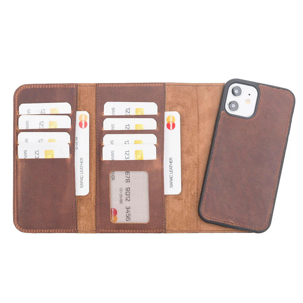 Santa I Phone 12 Mini Leather Detachable Wallet Case