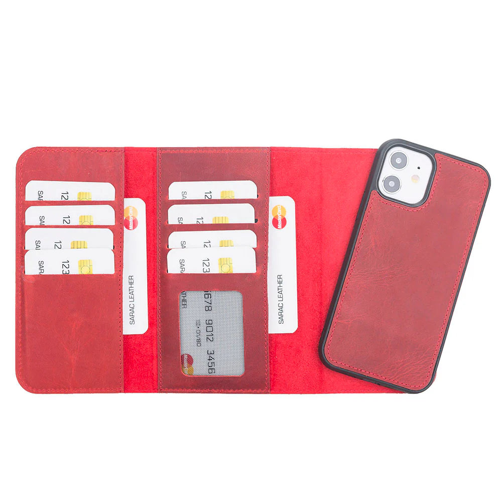 Santa I Phone 12 Mini Leather Detachable Wallet Case