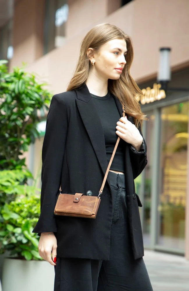 Nexora Strap Leather Crossbody Wallet