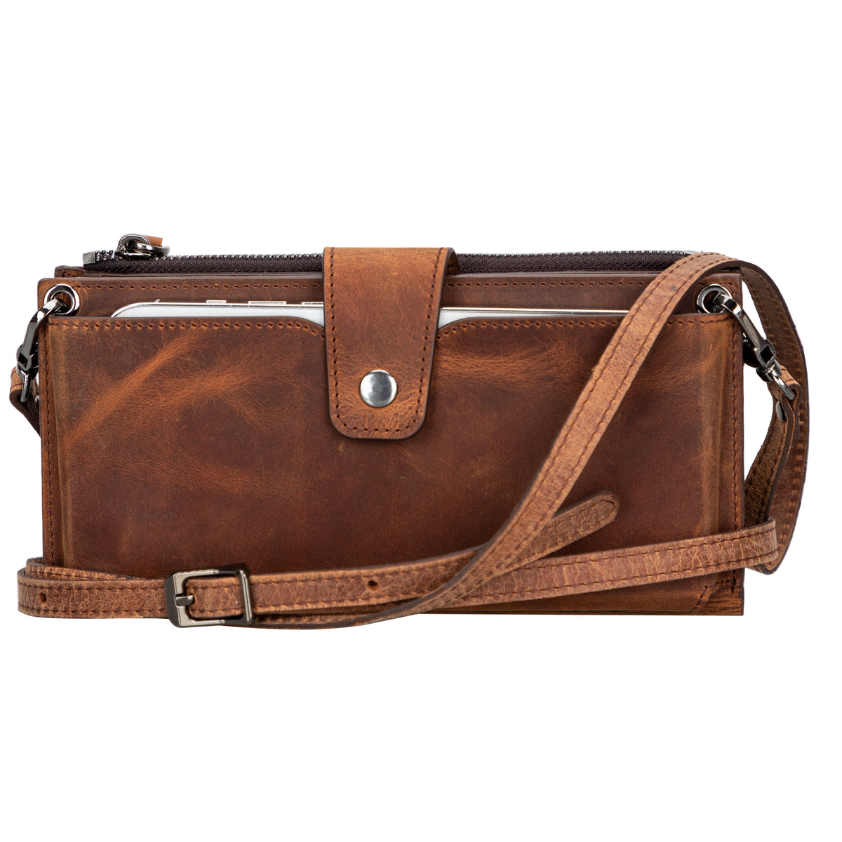 Nexora Strap Leather Crossbody Wallet