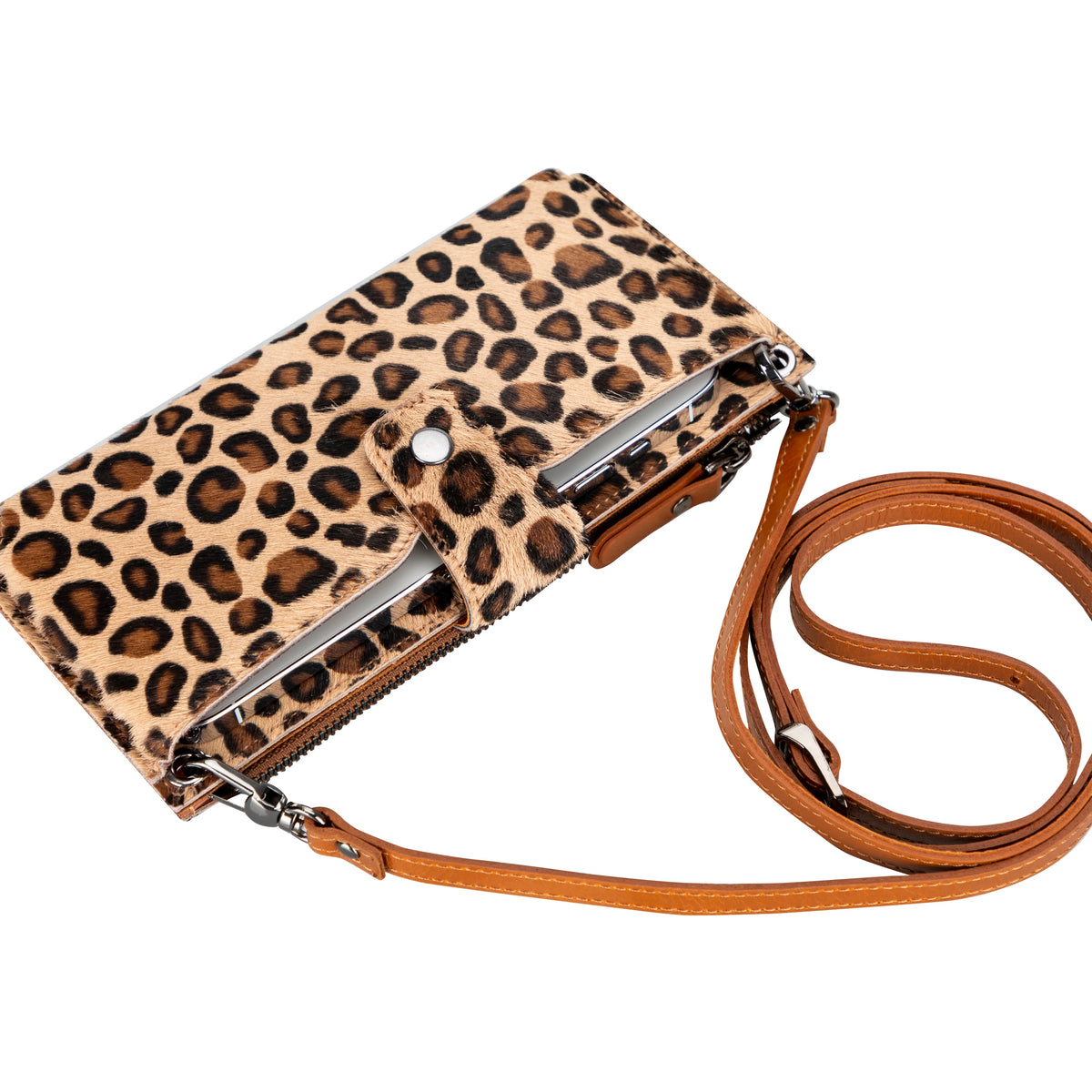 Nexora Strap Leather Crossbody Wallet