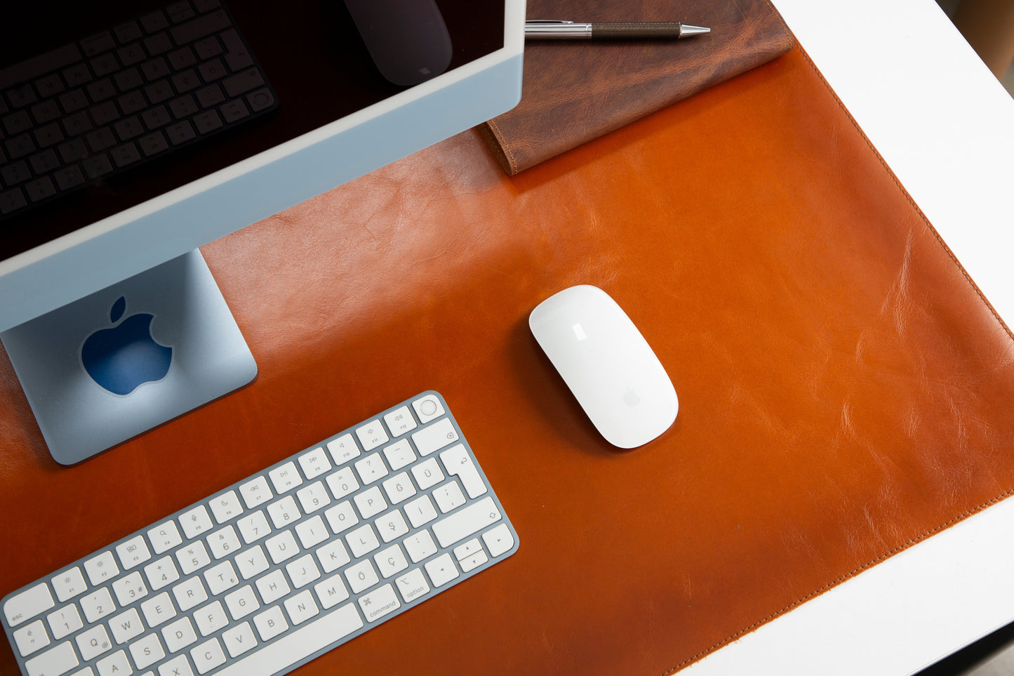 Natural Leather Desk Mat Large