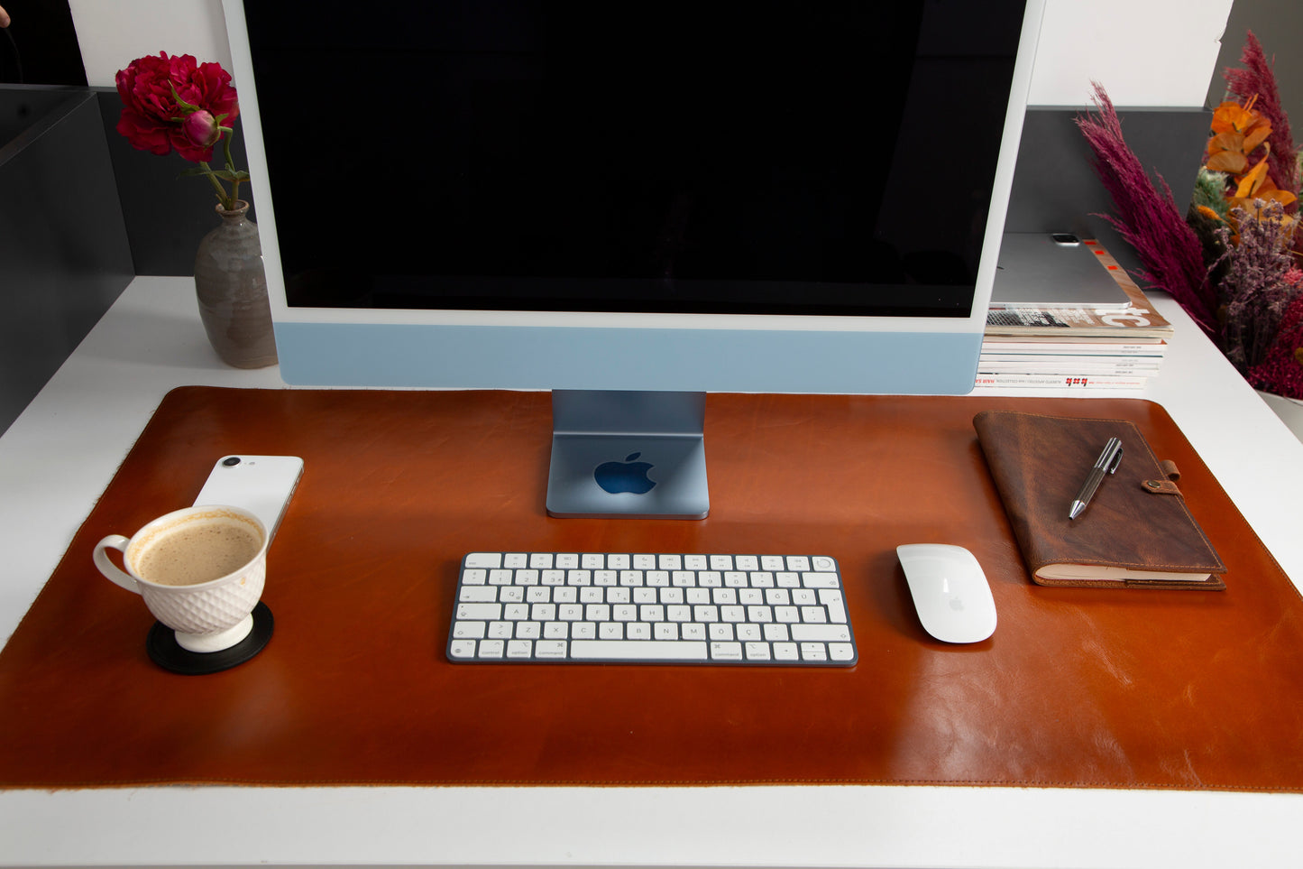 Natural Leather Desk Mat Large