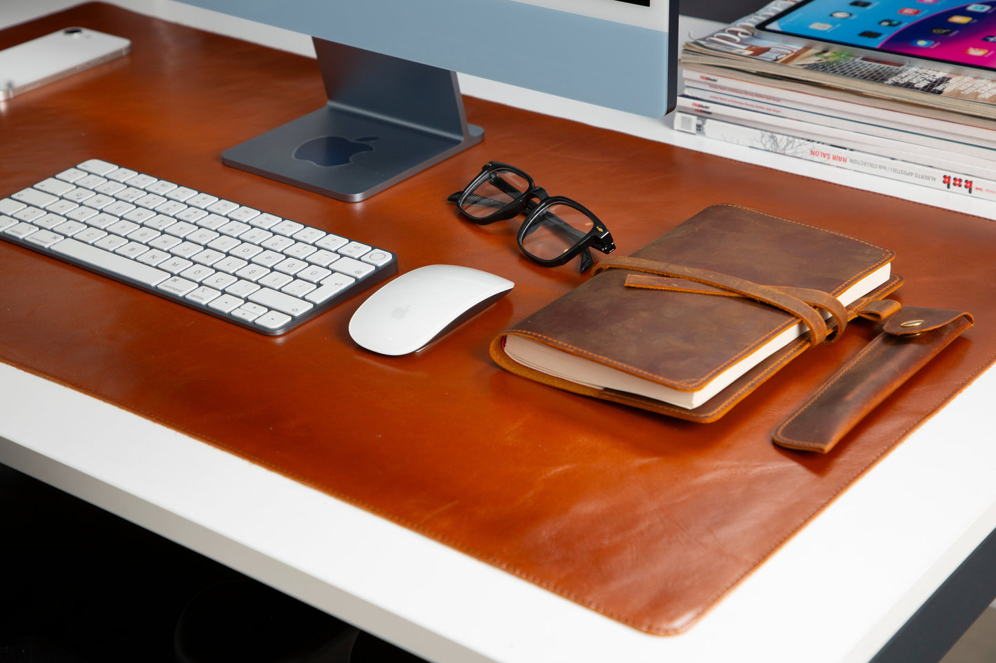 Natural Leather Desk Mat Large
