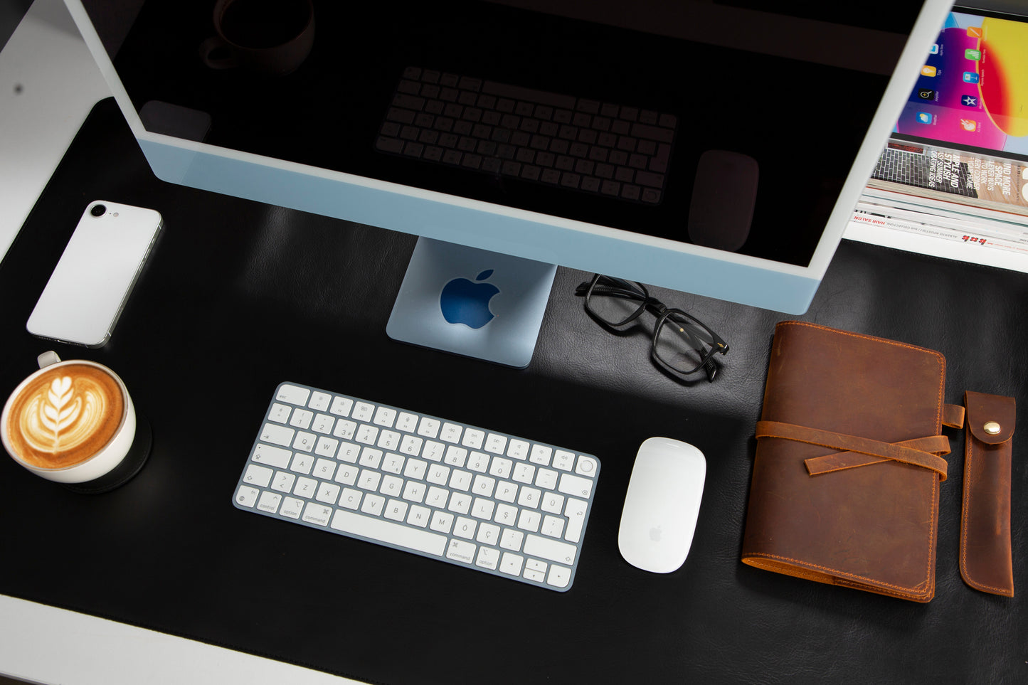 Natural Leather Desk Mat Large