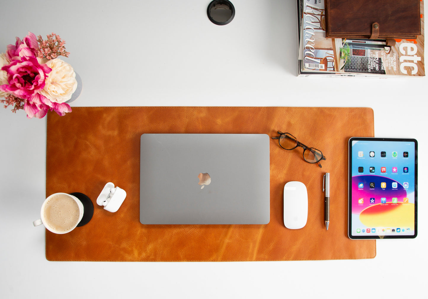 Natural Leather Desk Mat Large