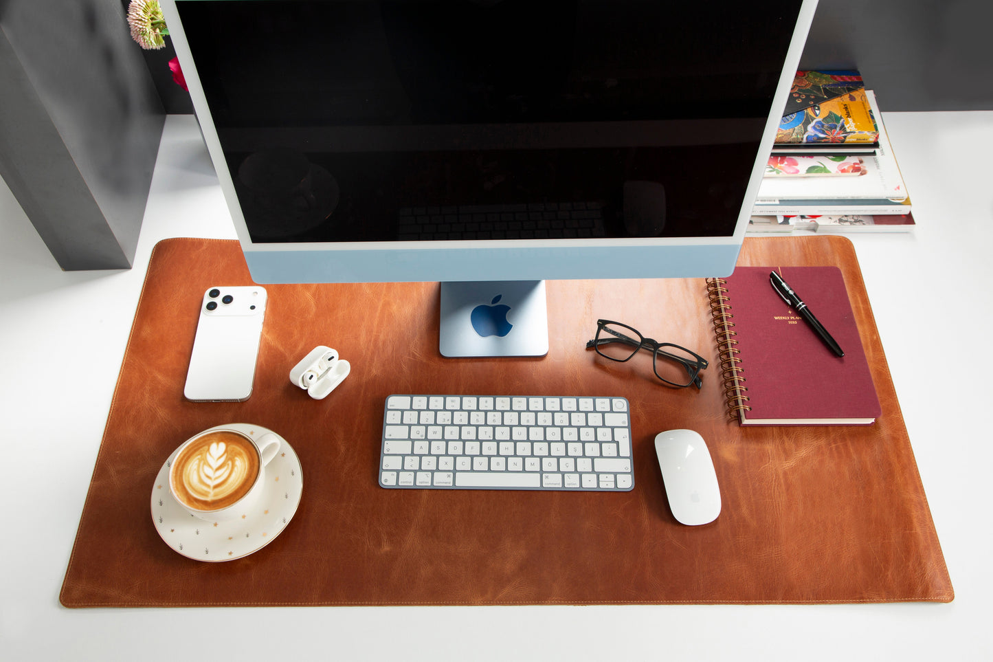 Natural Leather Desk Mat Large