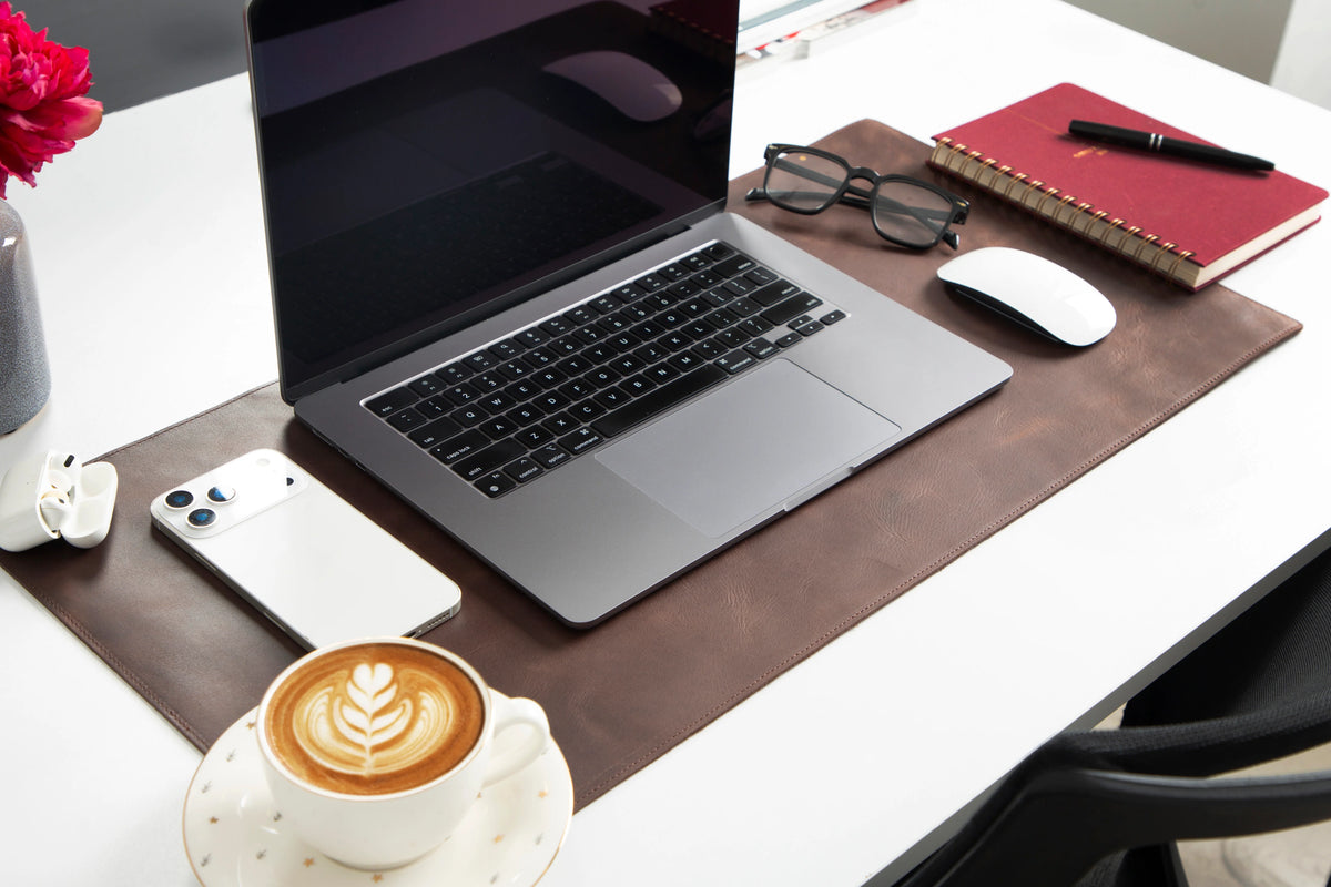 Lined Leather Desk Mat Small Size