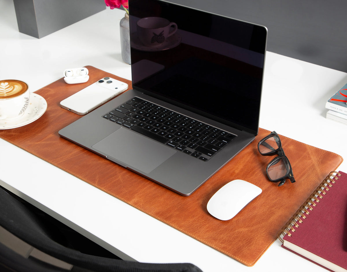 Lined Leather Desk Mat Small Size