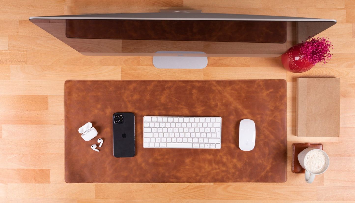 Natural Leather Desk Mat Medium