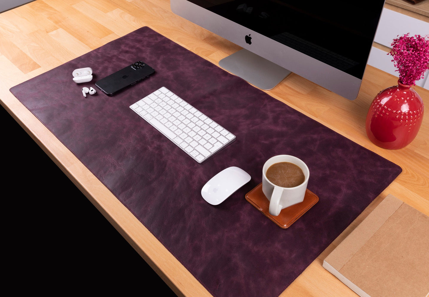 Natural Leather Desk Mat Large