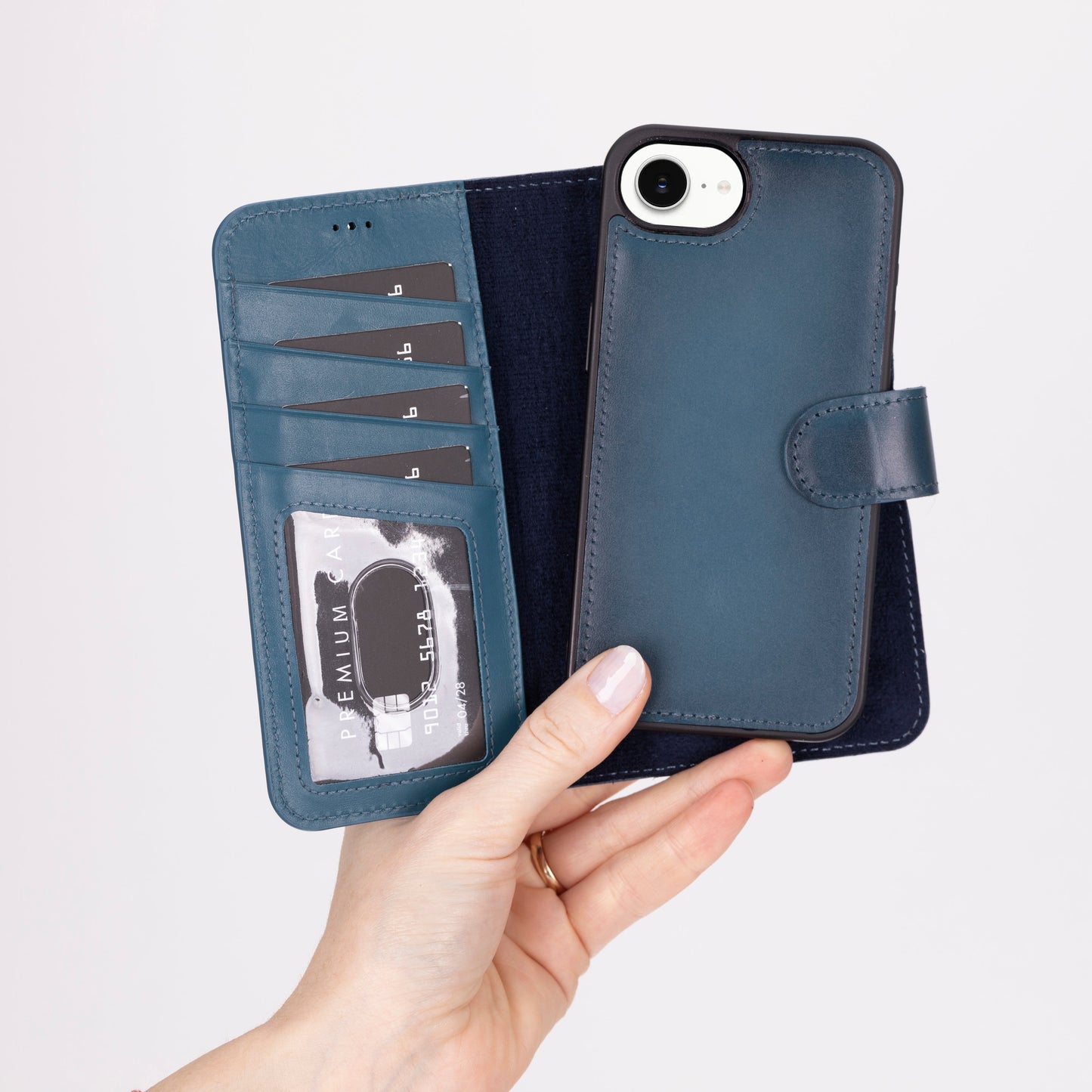 Magic I Phone 16 E Detachable Leather Wallet Case