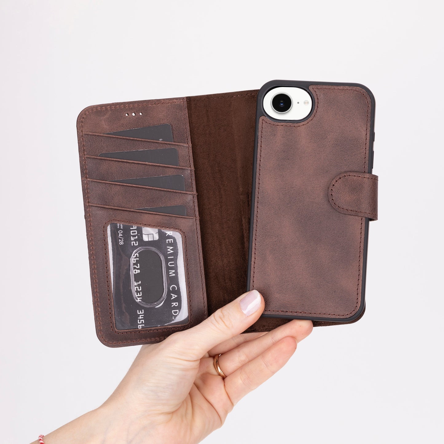 Magic I Phone 16 E Detachable Leather Wallet Case