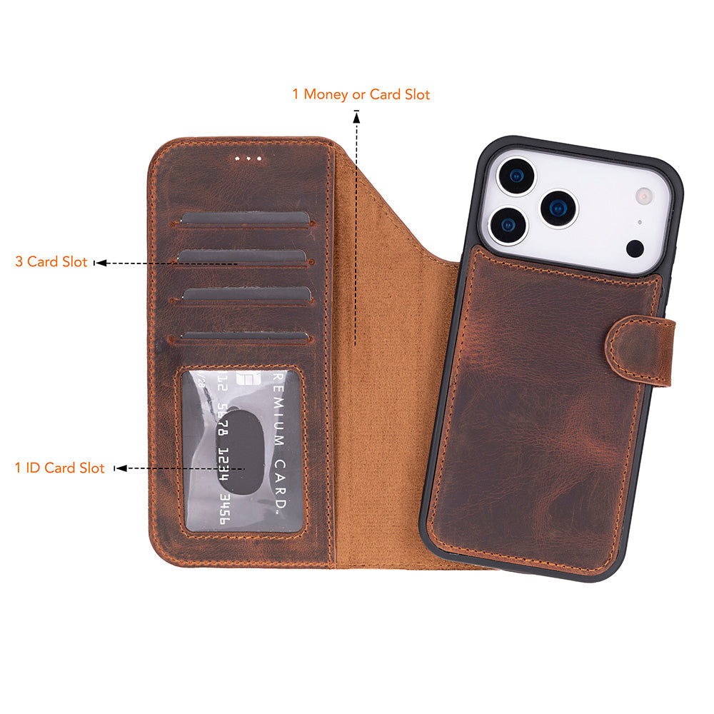 Magic I Phone 17 Pro Max Leather Detachable Wallet Case