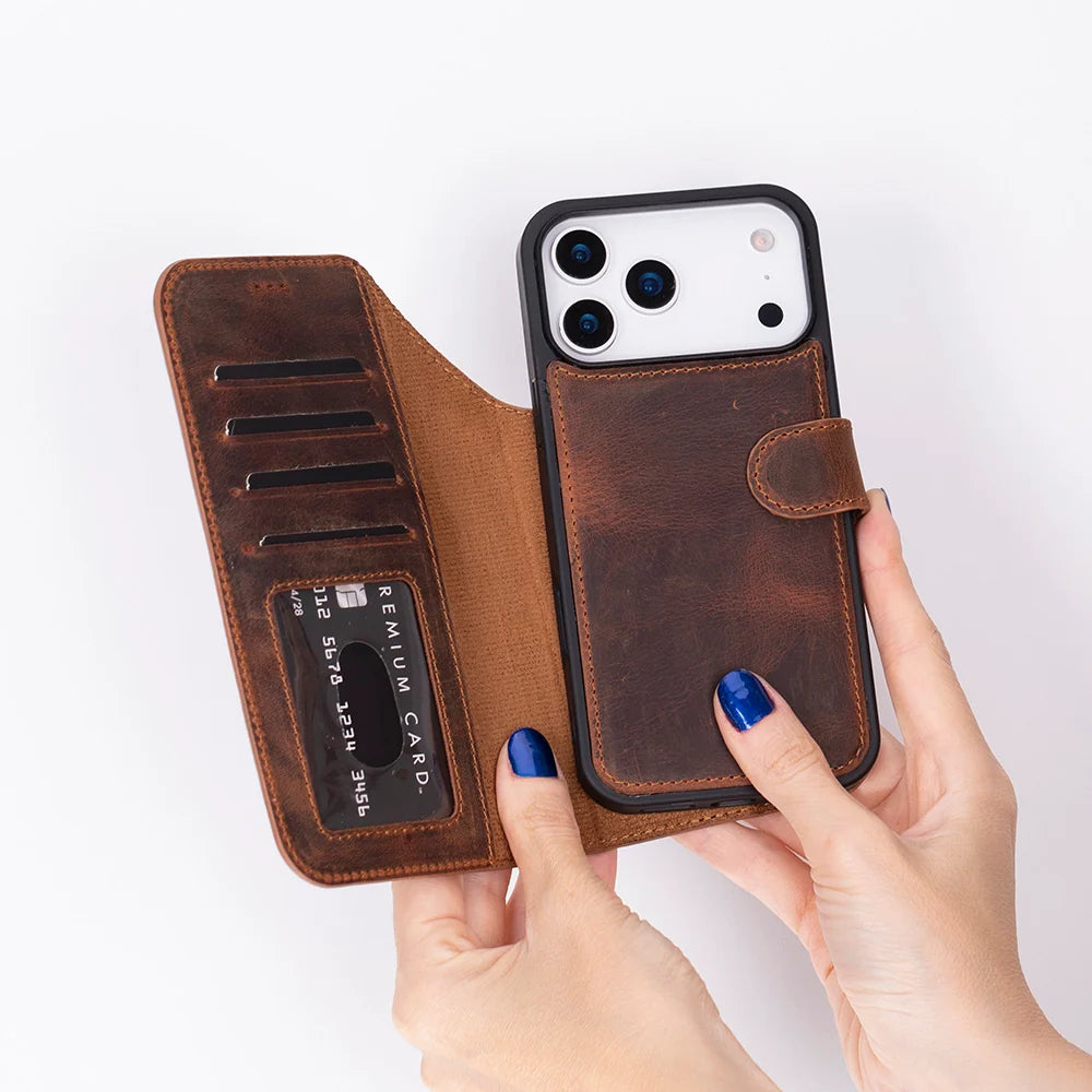 Sengul Genuine Leather Wallet Case for iPhone 18 Pro