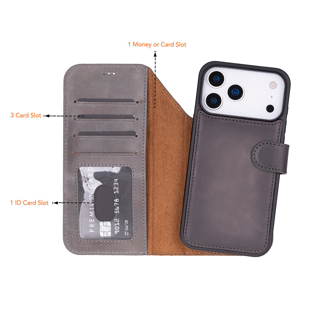 Magic I Phone 17 Pro Leather Detachable Wallet Case