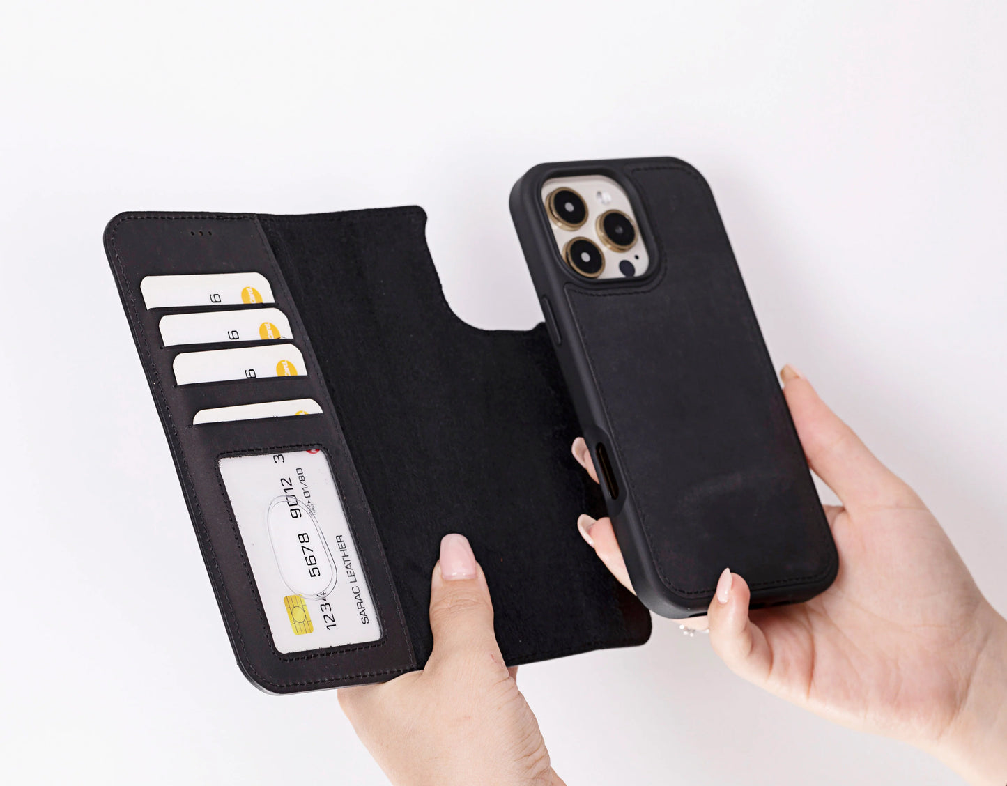 Liluri I Phone 16 Pro Detachable Leather Wallet Case