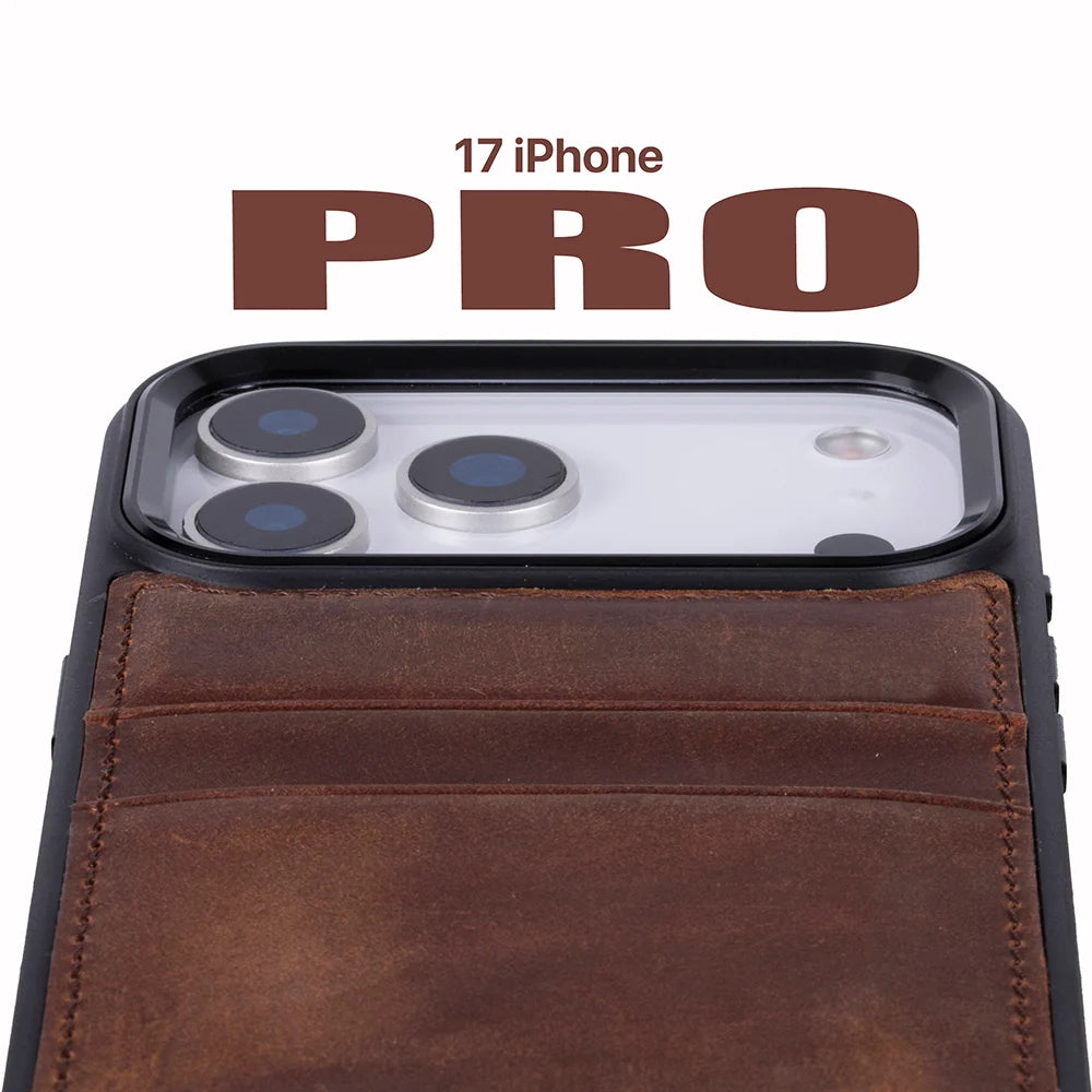 Flex Cover Leather iPhone 18 Pro / 17 Pro Case with Card Holder