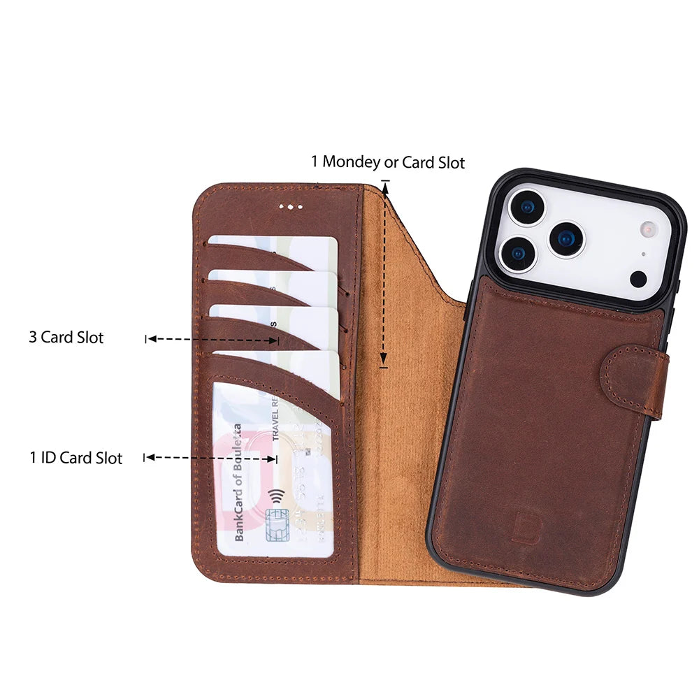 Magic iPhone 18 Pro Max / 17 Pro Max Detachable Leather Wallet Case