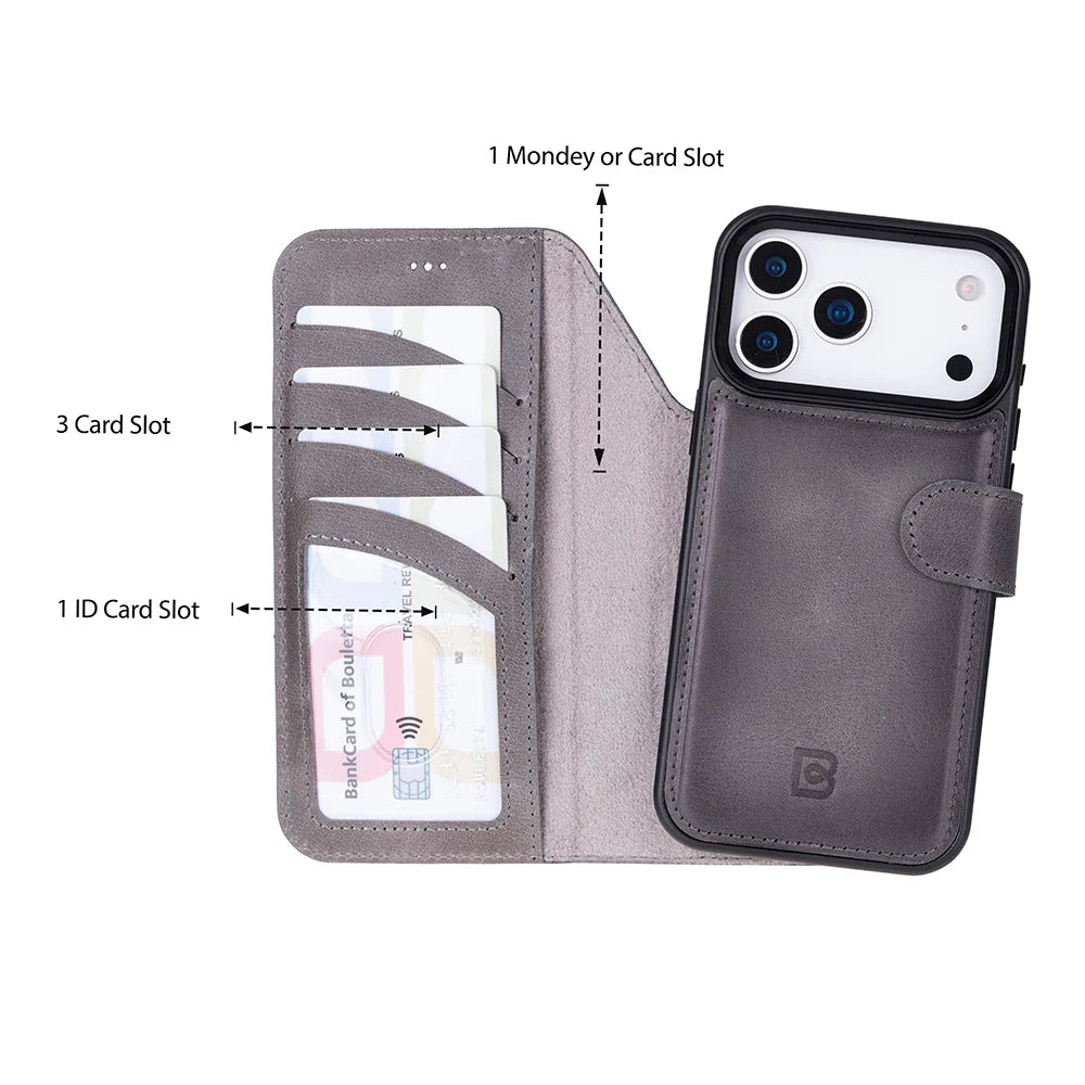 Magic iPhone 18 Pro Max / 17 Pro Max Detachable Leather Wallet Case