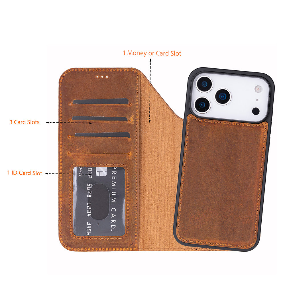Magic I Phone 17 Pro Max Leather Detachable Wallet Case