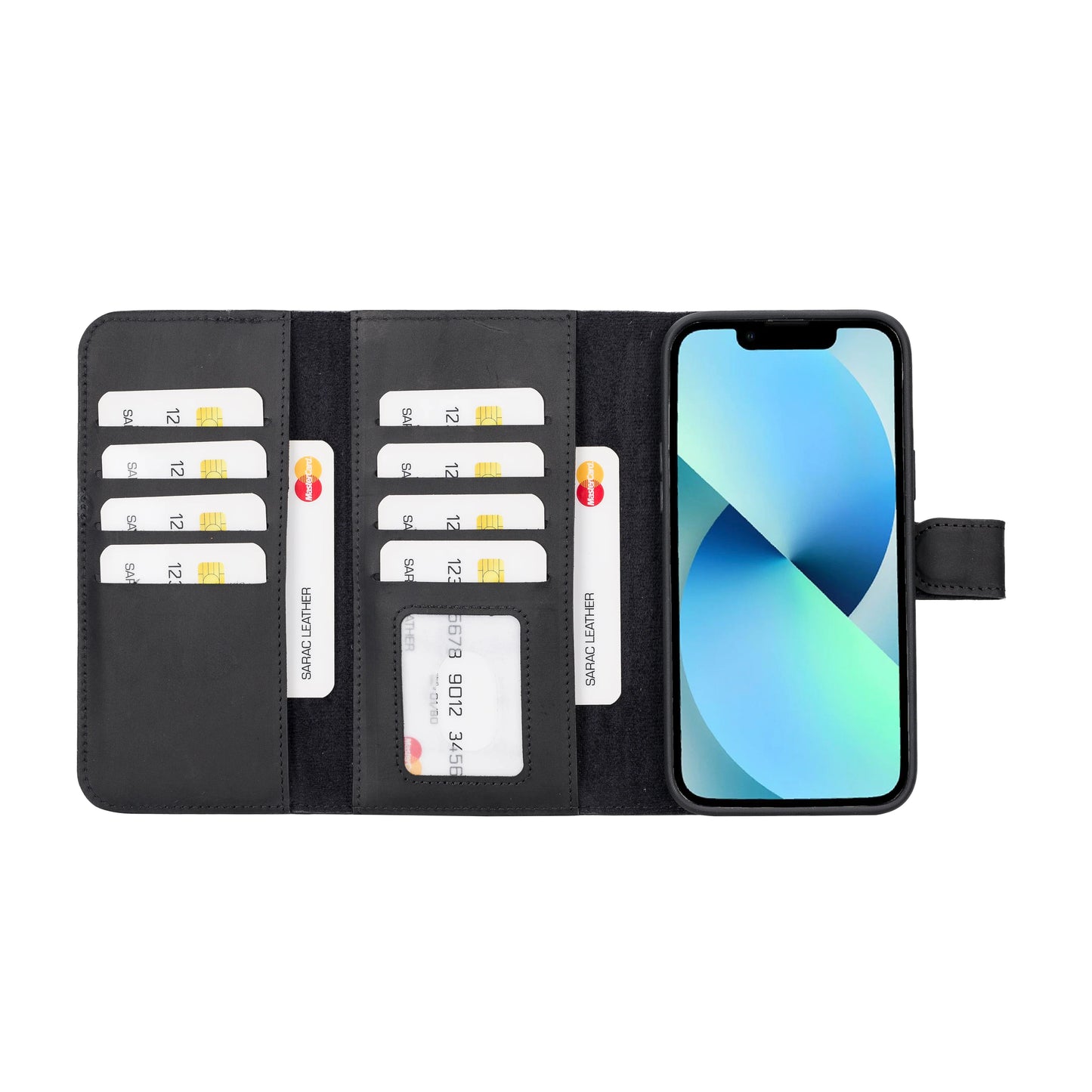 Santa I Phone 14 Plus Leather Detachable Wallet Case