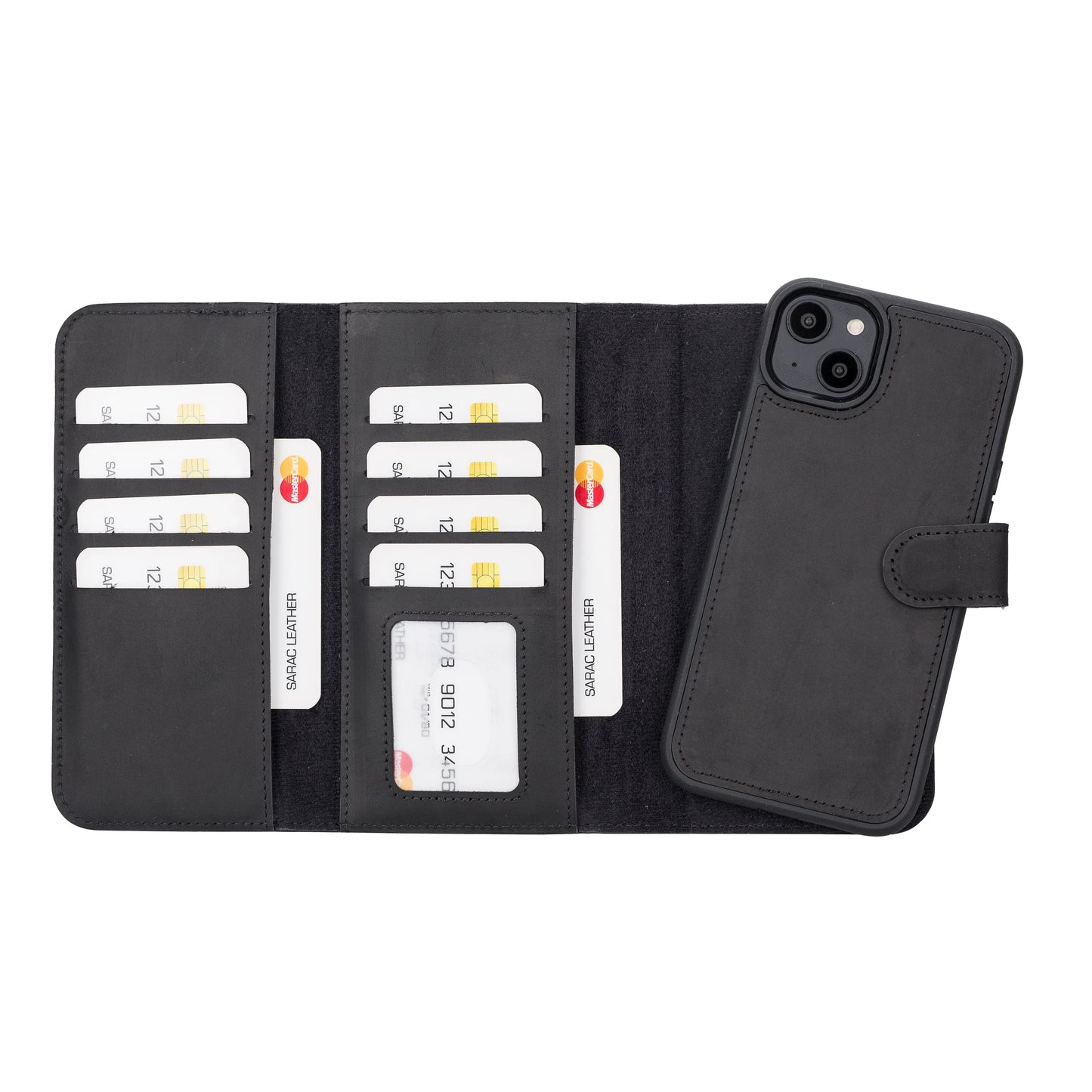 Santa I Phone 14 Plus Leather Detachable Wallet Case