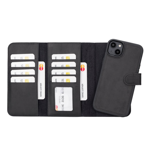 Santa I Phone 14 Plus Leather Detachable Wallet Case