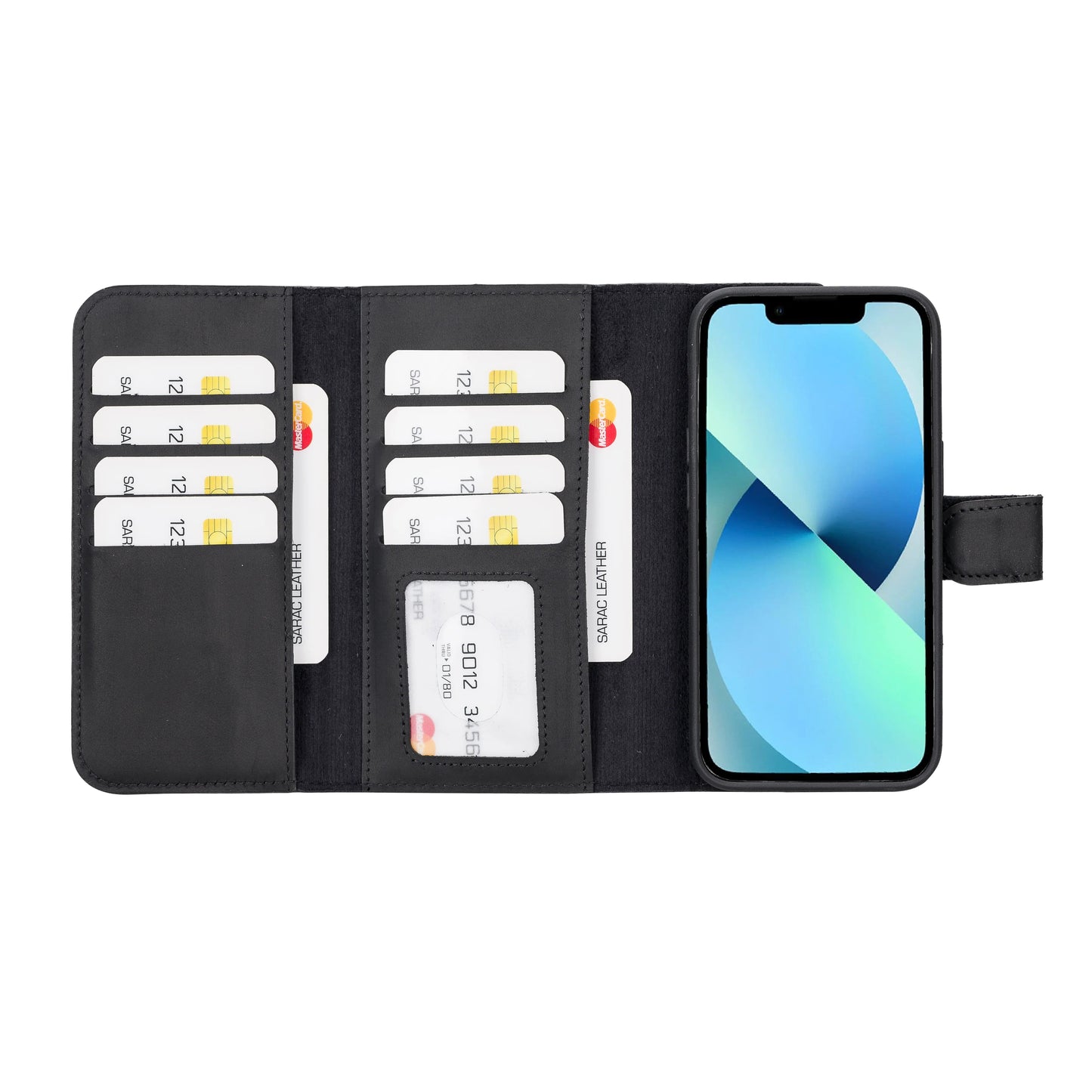 Santa I Phone 14 Leather Detachable Wallet Case