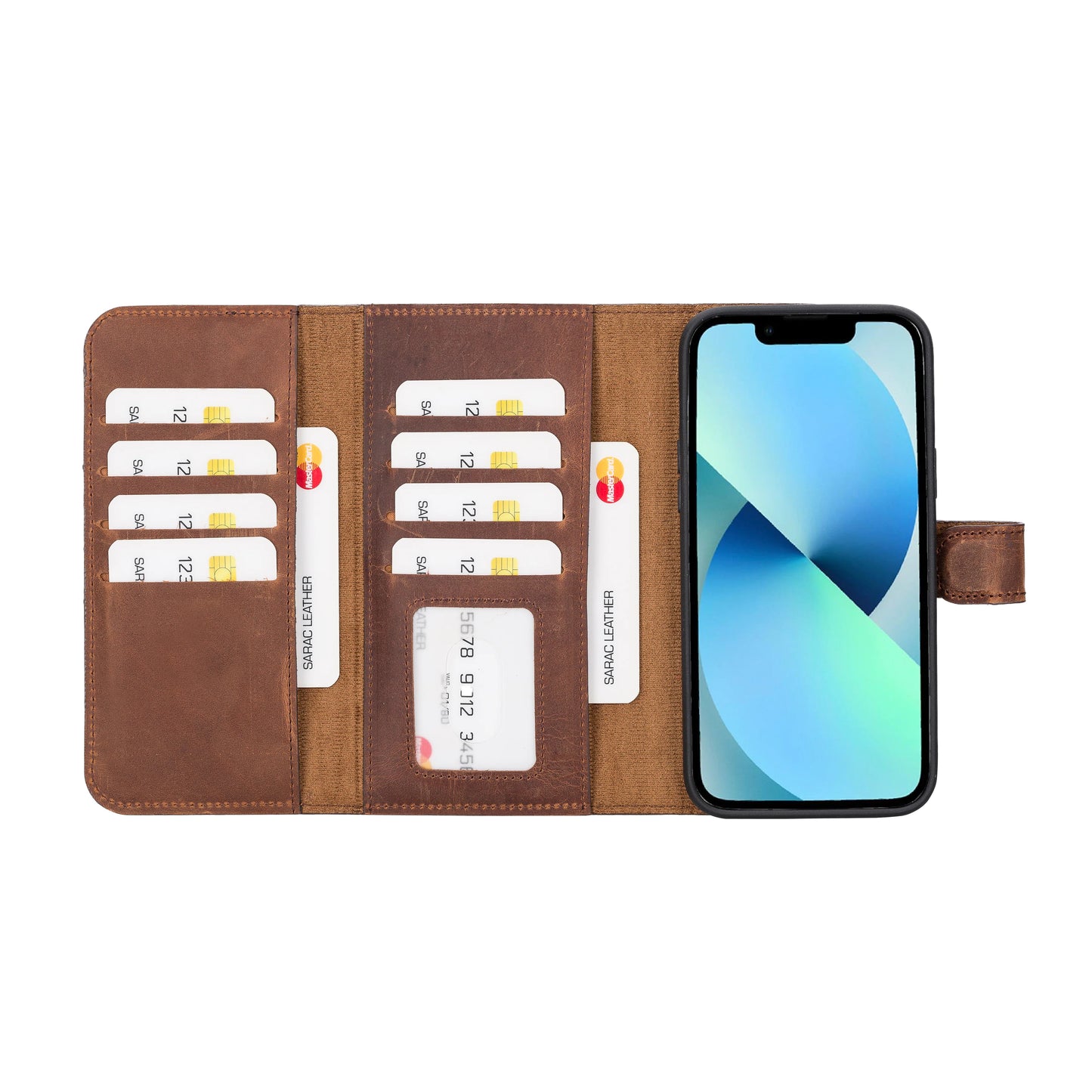 Santa I Phone 14 Plus Leather Detachable Wallet Case