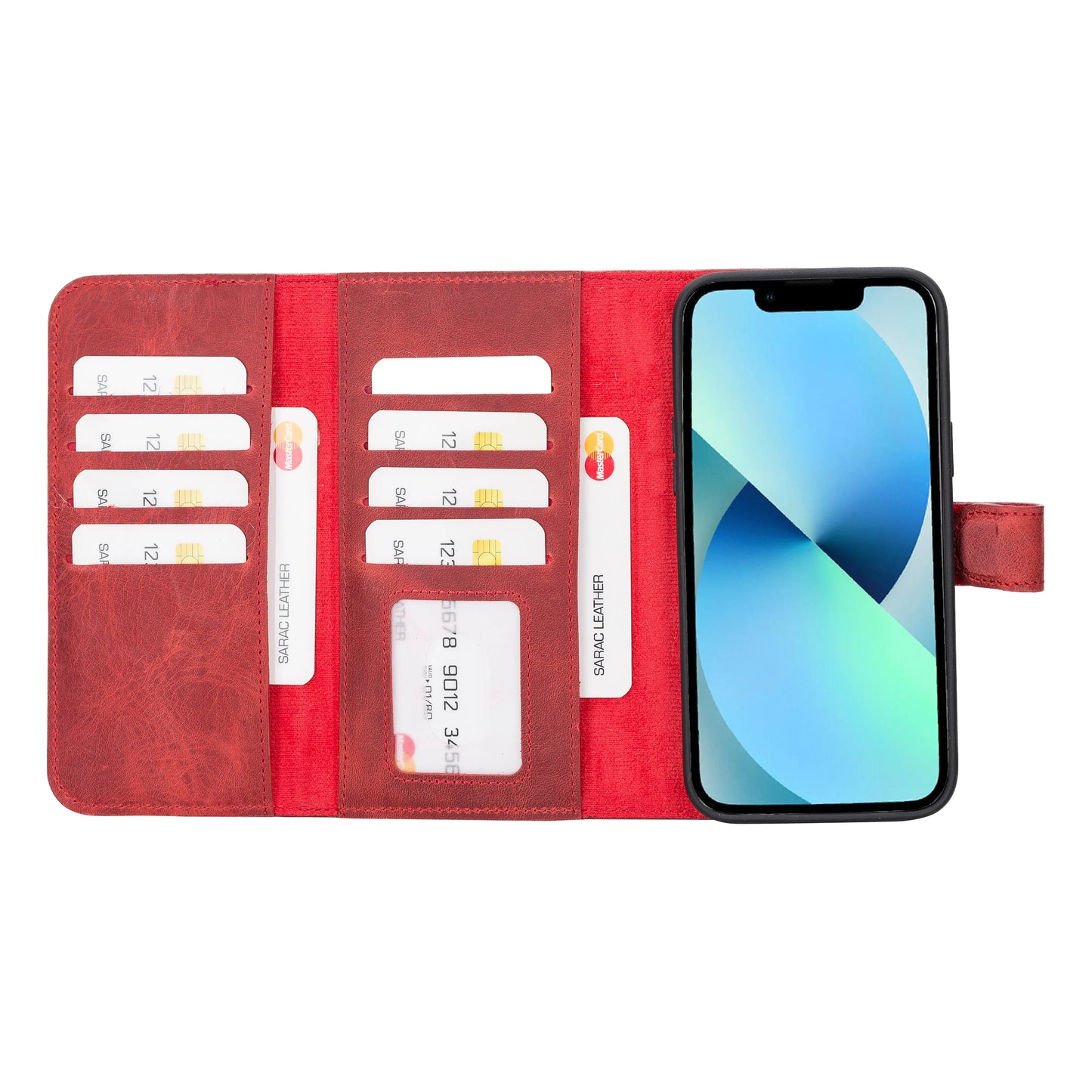 Santa I Phone 14 Plus Leather Detachable Wallet Case