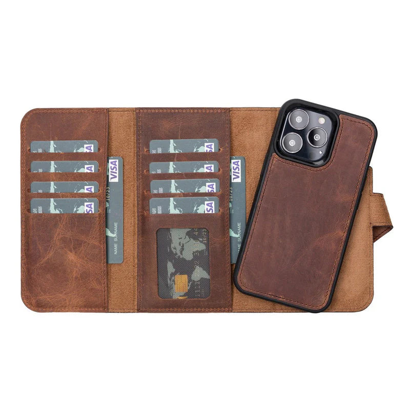 Santa I Phone 13 Pro Leather Detachable Wallet Case