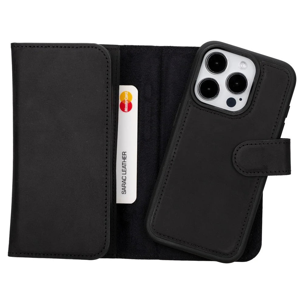 Santa iPhone 15 Pro Leather Detachable Wallet Case