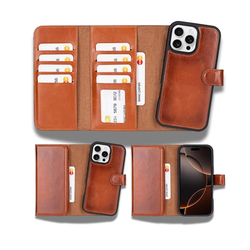 Santa I Phone 16 Pro Leather Detachable Wallet Case