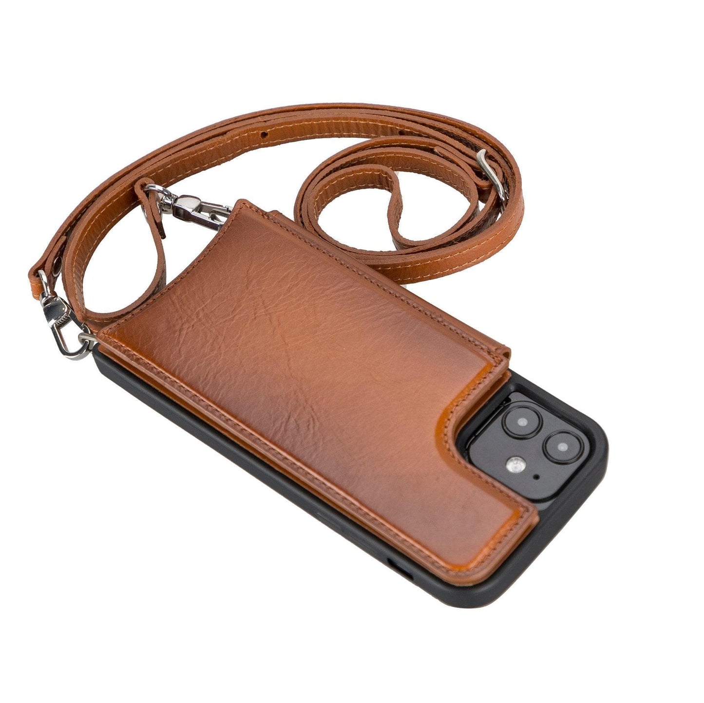 Saff I Phone 12 Mini Leather Case With Shoulder Strap