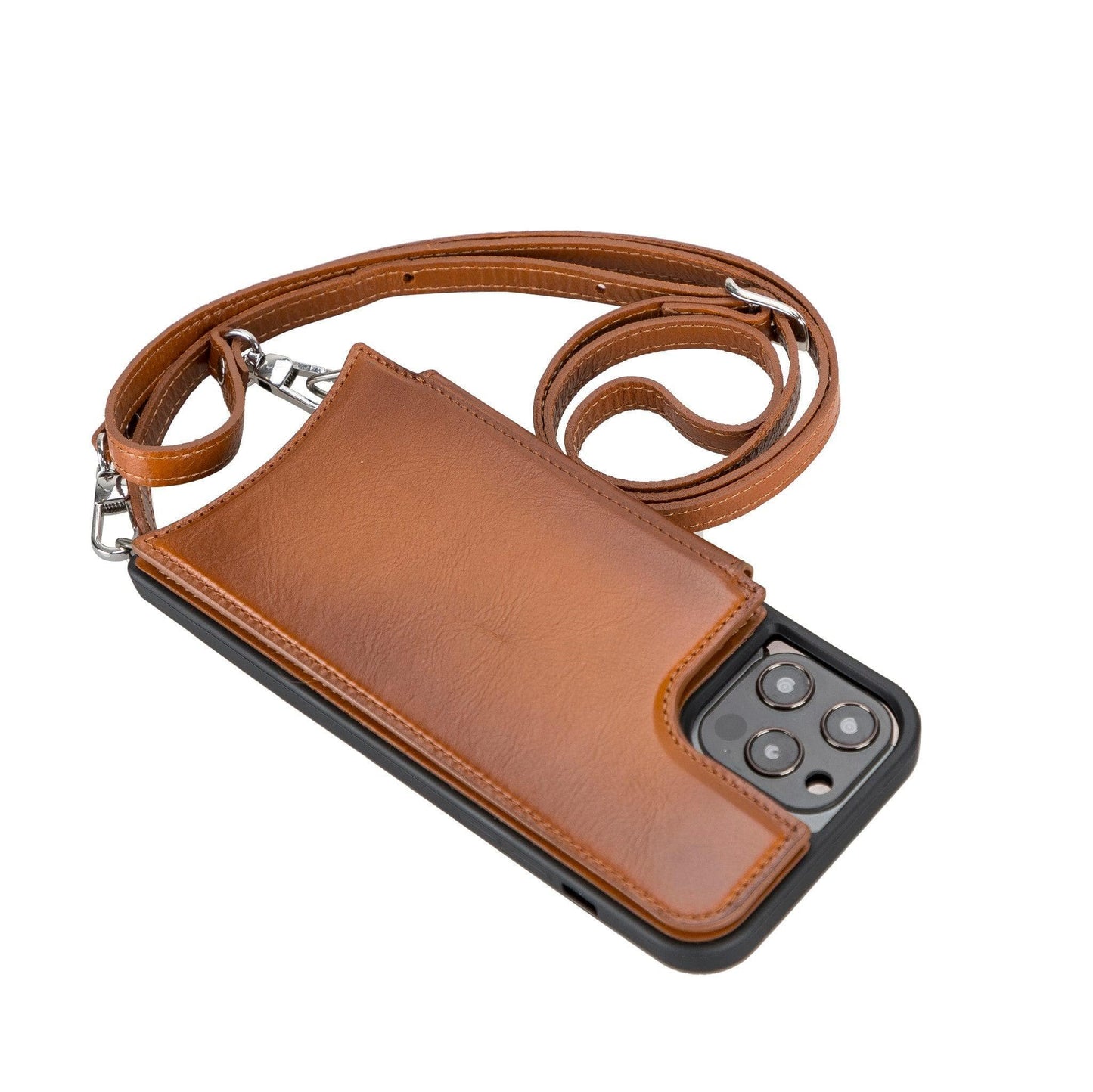 Saff I Phone 12 / 12 Pro Leather Case With Shoulder Strap