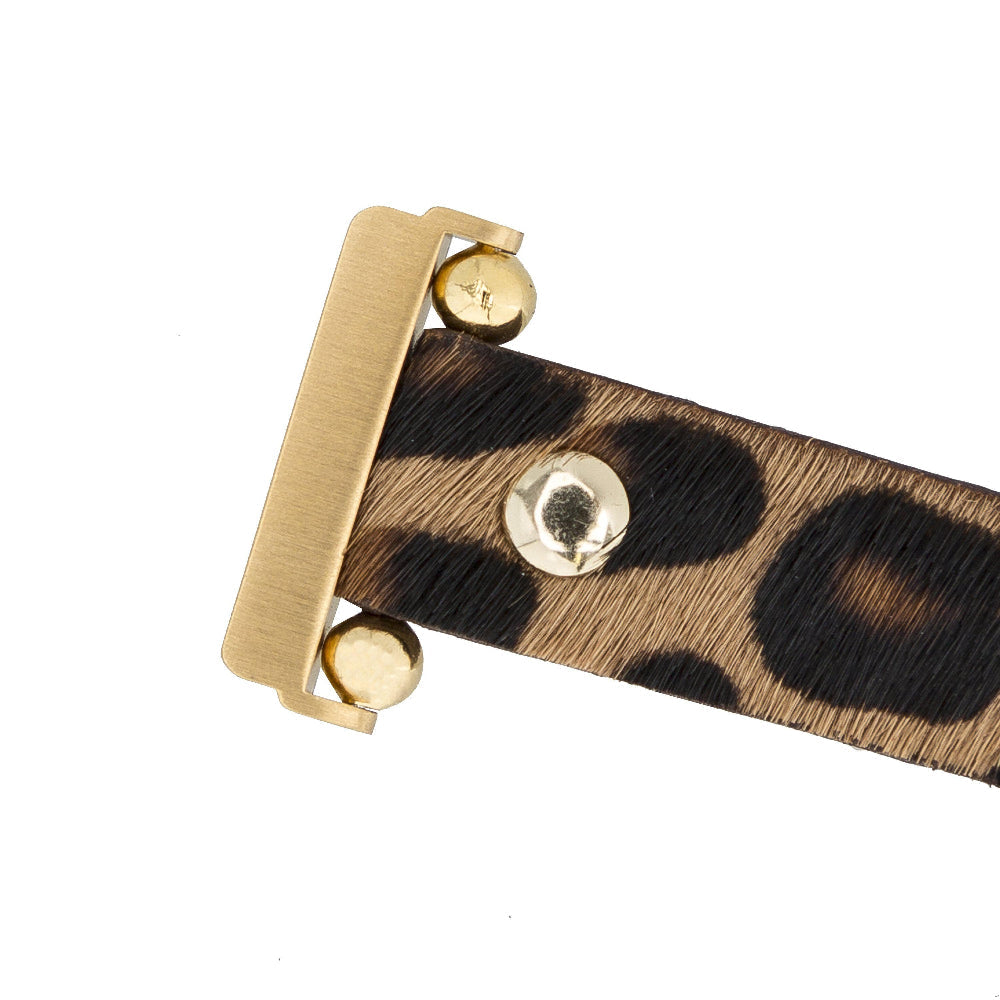 Leather Apple Watch Bands - Ferro Gold Trok Style Leo-Ne Leopar Baskılı