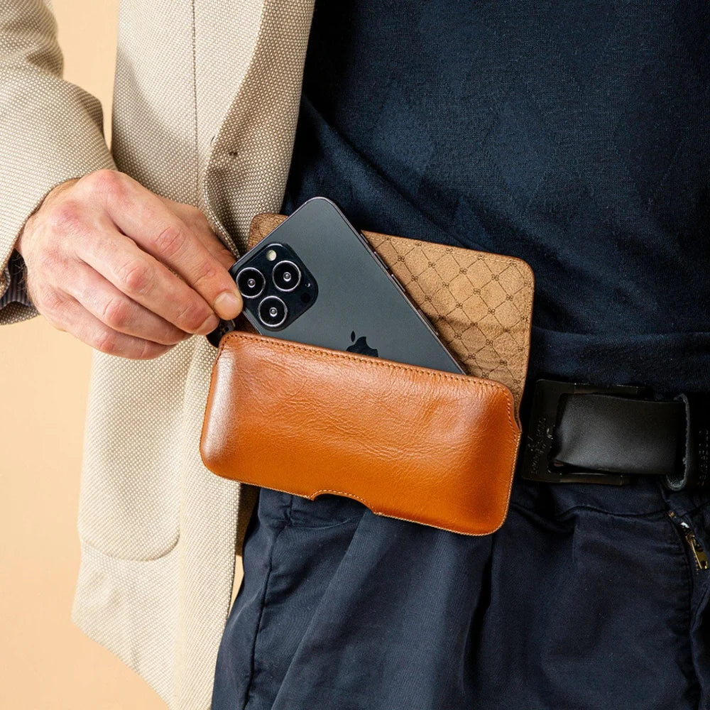  Waist Belt Attachable Leather Case for Men