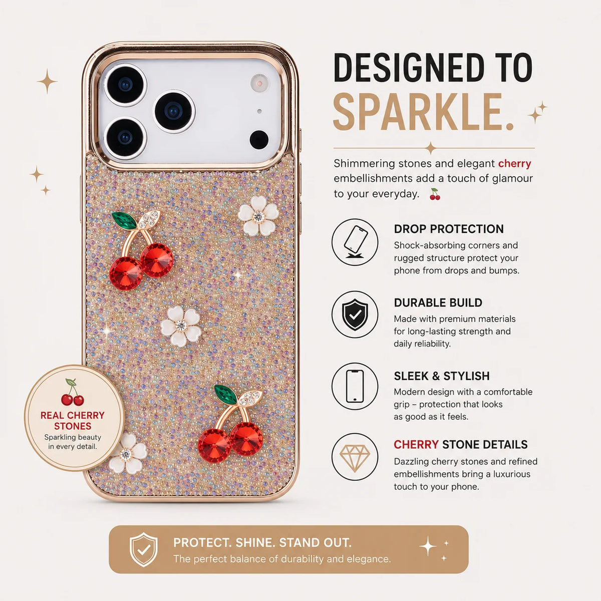 Freya Crystal Cherry Case for iPhone 18 Pro / 17 Pro