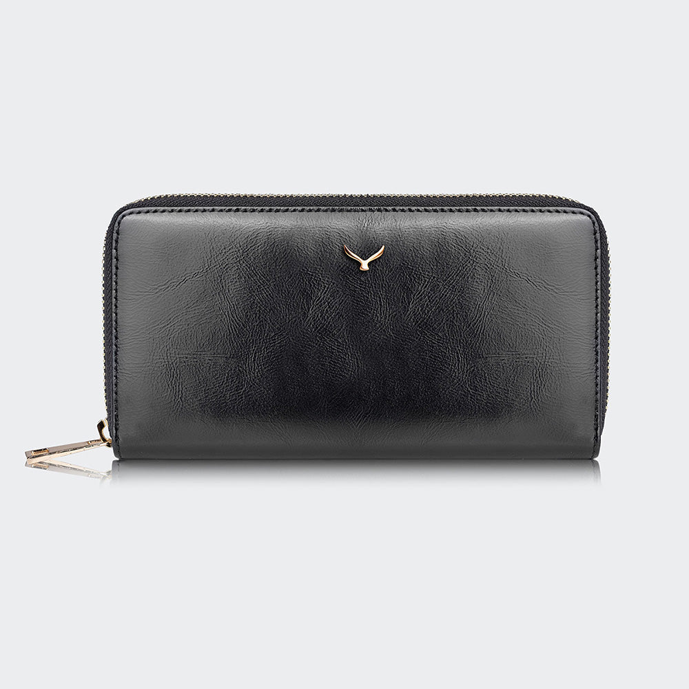 Women Large Leather Wallet With Dual Compartments