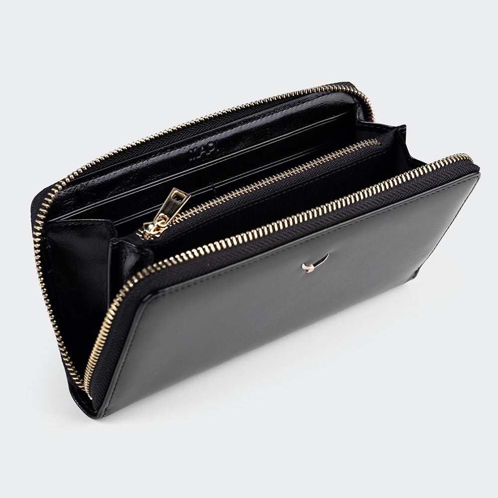 Women Large Leather Wallet With Dual Compartments