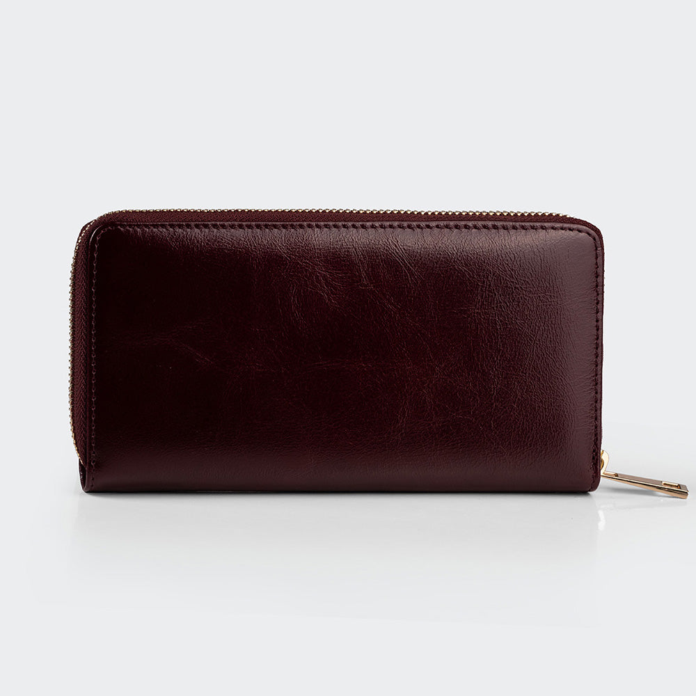 Women Large Leather Wallet With Dual Compartments