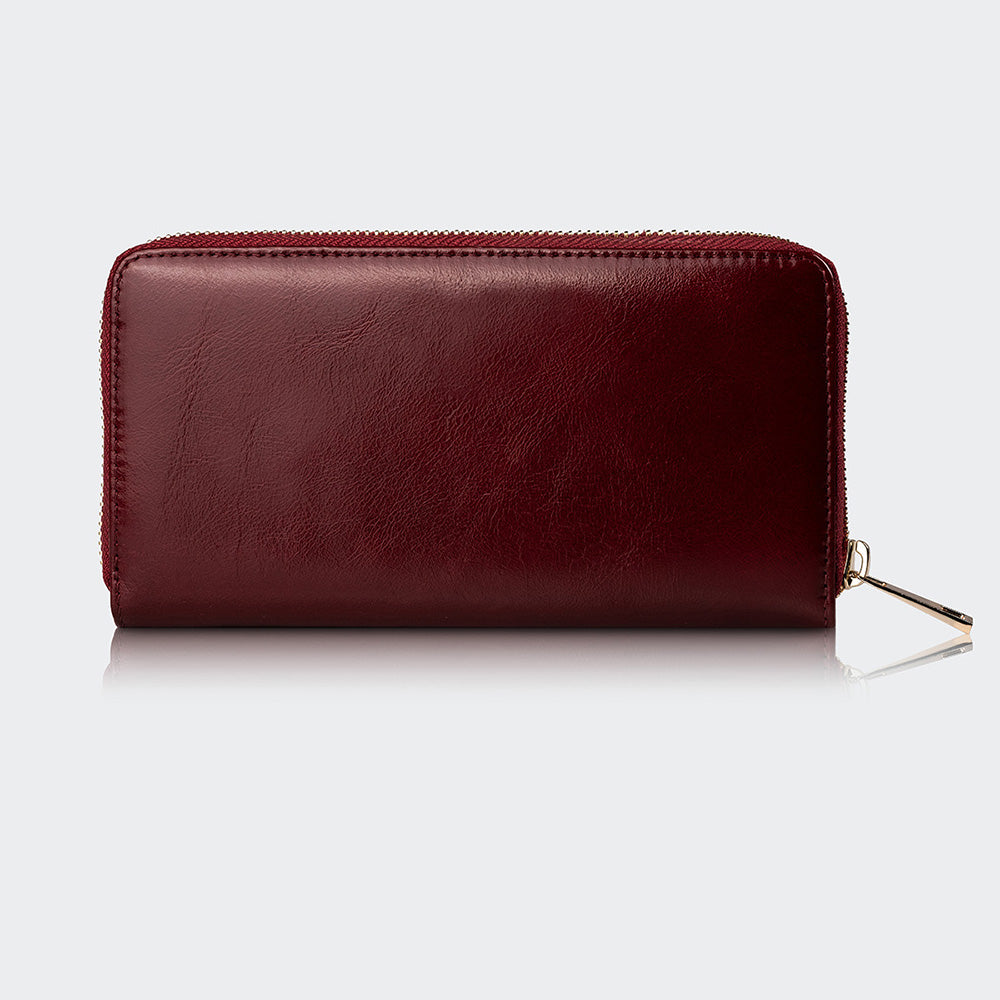 Women Large Leather Wallet With Dual Compartments