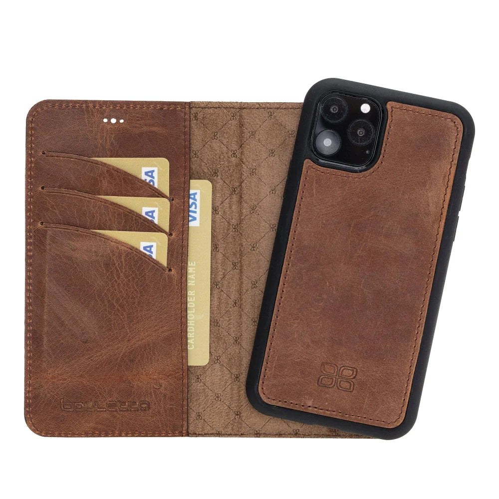 Bouletta Magnetic Detachable Leather Phone Case for Apple iPhone 11 Series iPhone 11 Pro / Antic Brown