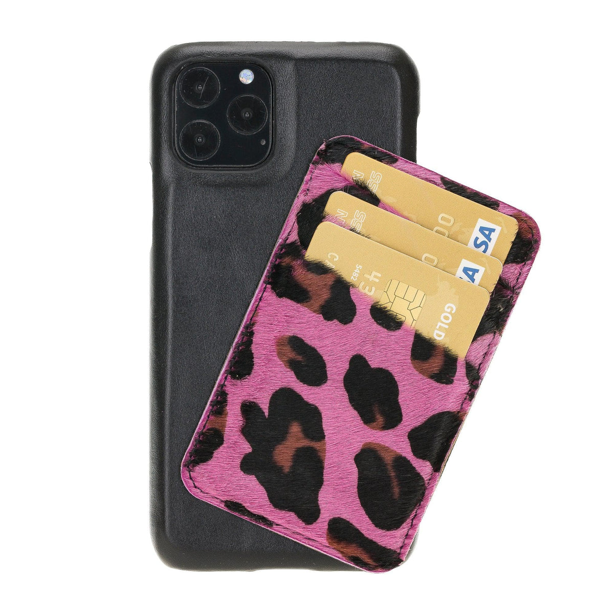 Bouletta Ultimate Jacket Cases with Detachable Card Holder for iPhone 11 Series iPhone 11 Pro / Black-Purple Leopard
